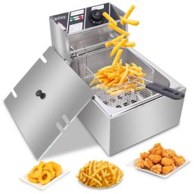 Stainless Steel Single Cylinder Electric Fryer US Plug