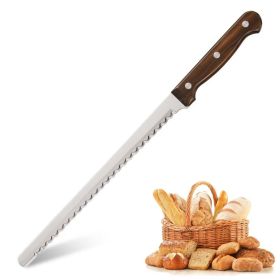 Carbon Steel Kitchen Bread Knife With Wooden Handle (Option: 10inch)
